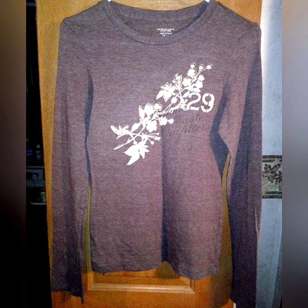 Ladies Brown American Eagle Long Sleeve